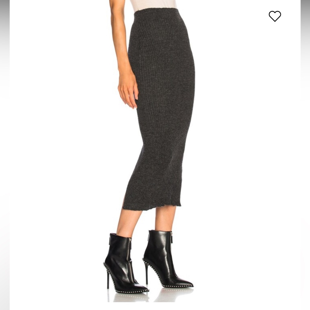 ACNE STUDIOS Randa Alpaca Wool Gray Ribbed Midi Skirt Size M - Picture 2 of 10